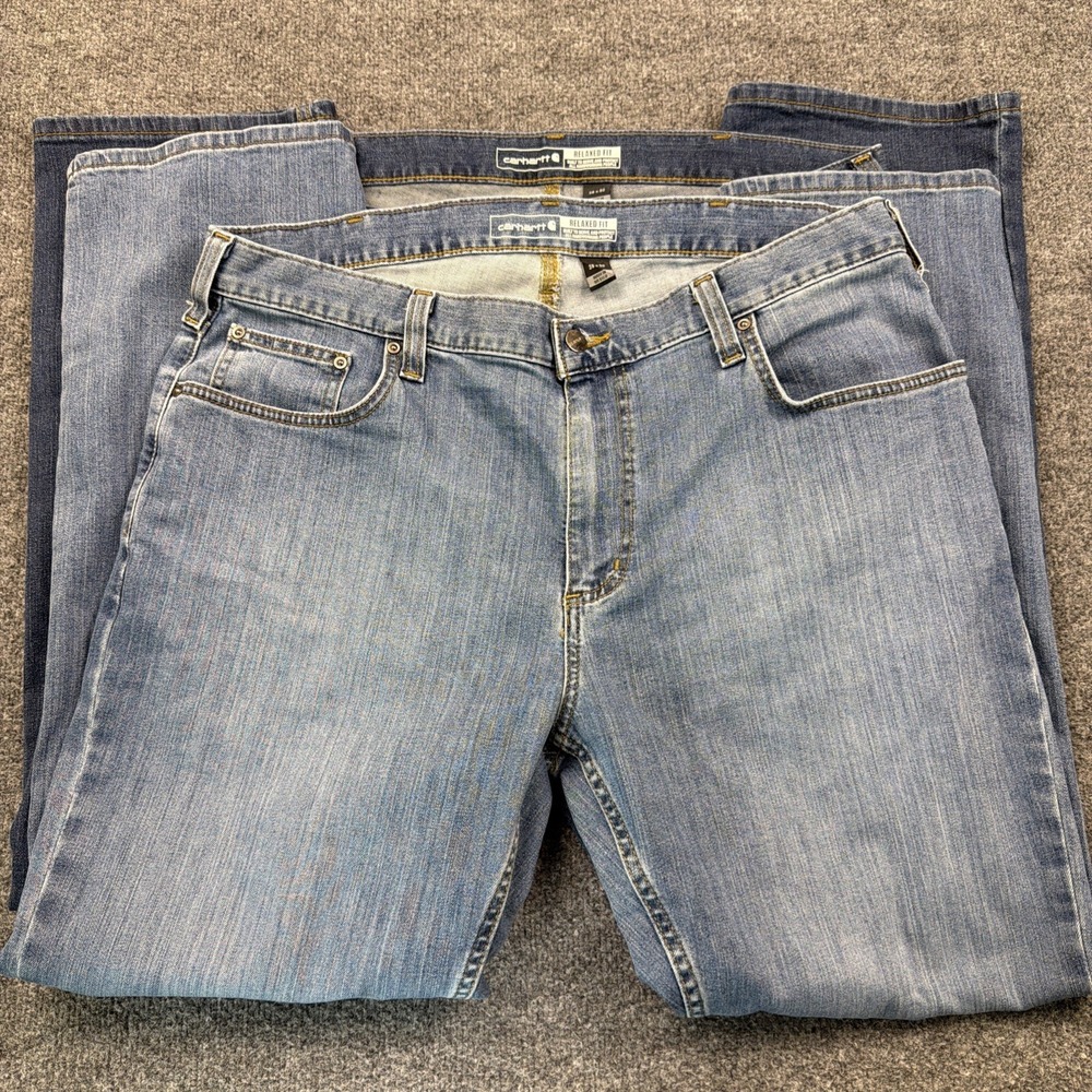 2 Carhartt Men's 38x30 Relaxed Fit Rugged Flex Pants Blue Jeans Workwear BD2804M - Picture 4 of 8